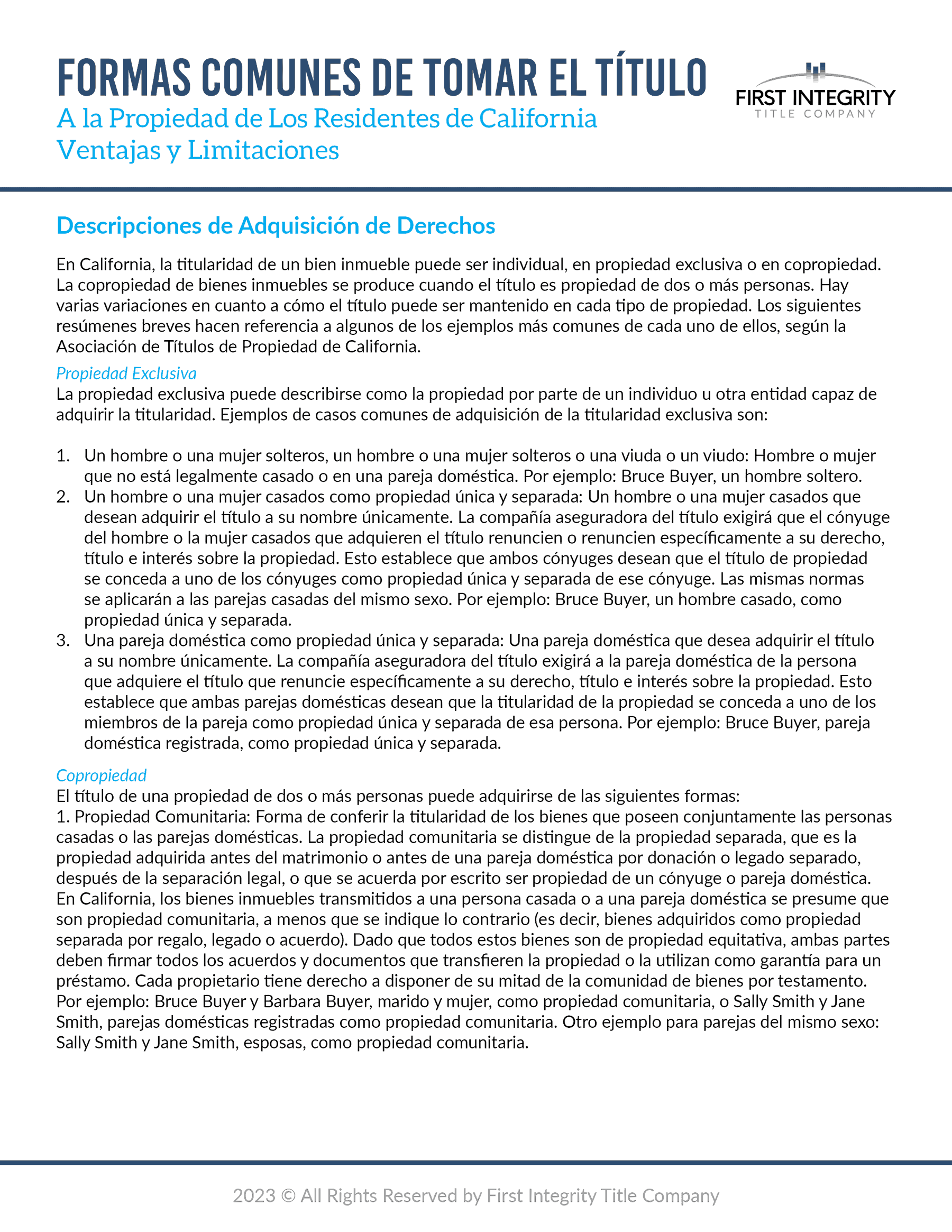 Formas comunes de tomar el título pagina dos